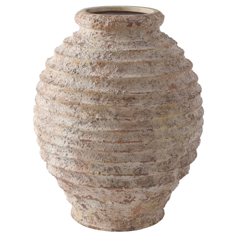 Stoneware Hand Painting Circle Grit Antique Vase